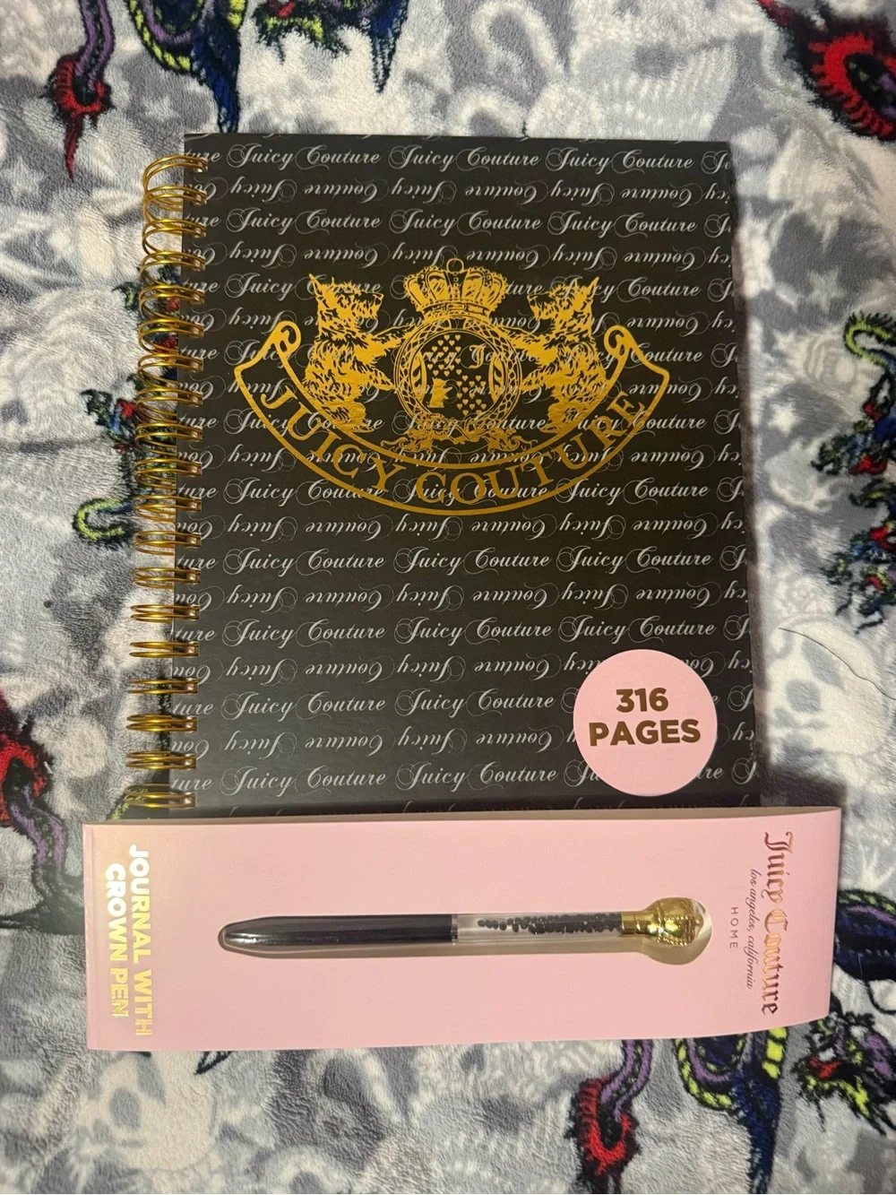 Juicy Couture Black & Pink Journal with Gold Crown Pen
